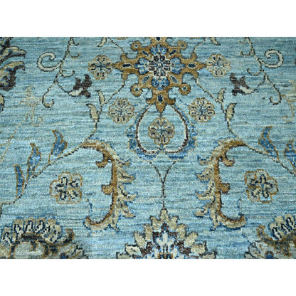 Oushak And Peshawar Wool Hand Knotted Rug Blue 9.11x13.10 -O076108