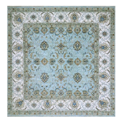 Oushak And Peshawar Wool Hand Knotted Rug Blue 10.2x10.3 -O076109