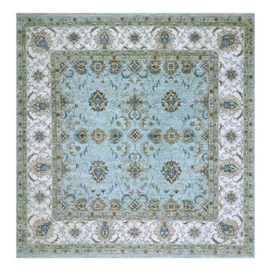 Oushak And Peshawar Wool Hand Knotted Rug Blue 10.2x10.3 -O076109