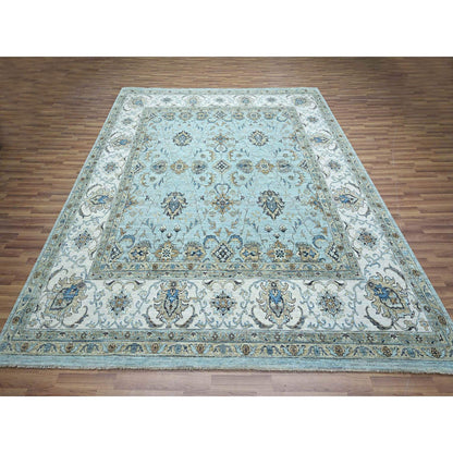 Oushak And Peshawar Wool Hand Knotted Rug Blue 10.2x10.3 -O076109