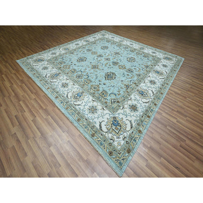 Oushak And Peshawar Wool Hand Knotted Rug Blue 10.2x10.3 -O076109