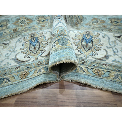 Oushak And Peshawar Wool Hand Knotted Rug Blue 10.2x10.3 -O076109