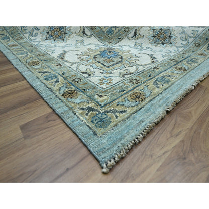 Oushak And Peshawar Wool Hand Knotted Rug Blue 10.2x10.3 -O076109