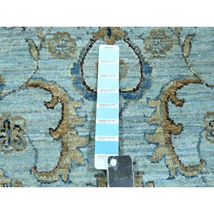 Oushak And Peshawar Wool Hand Knotted Rug Blue 10.2x10.3 -O076109