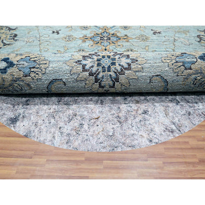 Oushak And Peshawar Wool Hand Knotted Rug Blue 11.10x11.10 -O076110