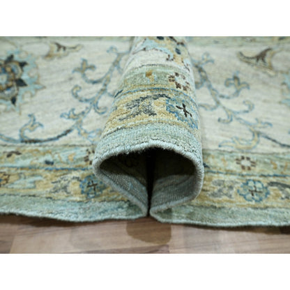 Oushak And Peshawar Wool Hand Knotted Rug Blue 11.10x11.10 -O076110