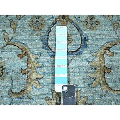 Oushak And Peshawar Wool Hand Knotted Rug Blue 11.10x11.10 -O076110