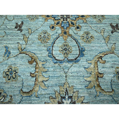 Oushak And Peshawar Wool Hand Knotted Rug Blue 11.10x11.10 -O076110
