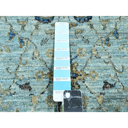 Oushak And Peshawar Wool Hand Knotted Rug Blue 2.6x29.10 -O076111