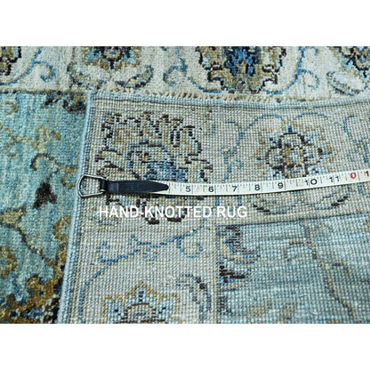 Oushak And Peshawar Wool Hand Knotted Rug Blue 2.6x29.10 -O076111