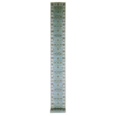 Oushak And Peshawar Wool Hand Knotted Rug Blue 2.6x25.7 -O076112