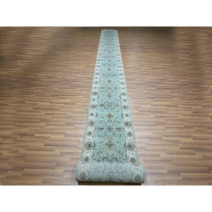 Oushak And Peshawar Wool Hand Knotted Rug Blue 2.6x25.7 -O076112