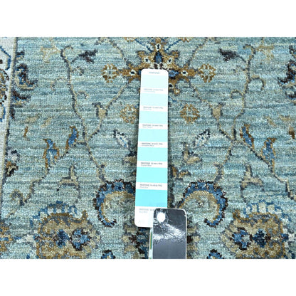 Oushak And Peshawar Wool Hand Knotted Rug Blue 2.6x25.7 -O076112