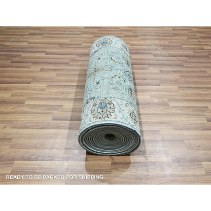 Oushak And Peshawar Wool Hand Knotted Rug Blue 2.6x25.7 -O076112