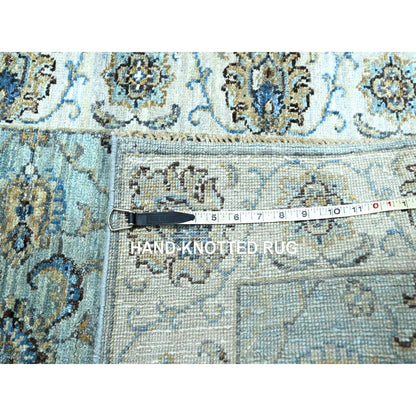 Oushak And Peshawar Wool Hand Knotted Rug Blue 2.6x25.7 -O076112
