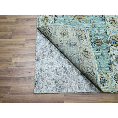 Oushak And Peshawar Wool Hand Knotted Rug Blue 2.9x24.3 -O076113