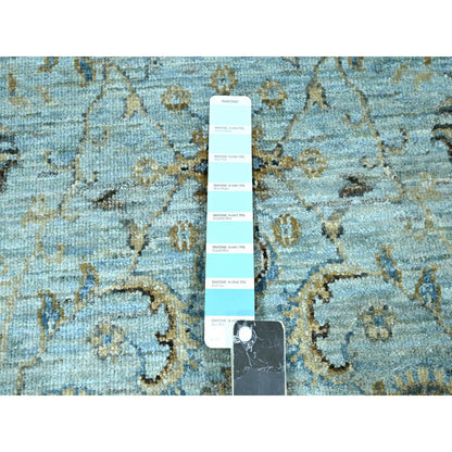 Oushak And Peshawar Wool Hand Knotted Rug Blue 2.9x24.3 -O076113
