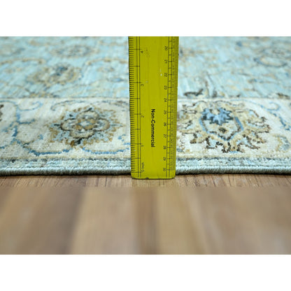 Oushak And Peshawar Wool Hand Knotted Rug Blue 2.9x24.3 -O076113