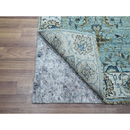 Oushak And Peshawar Wool Hand Knotted Rug Blue 2.7x21.11 -O076114