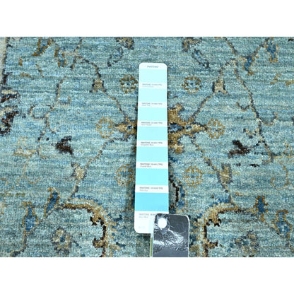 Oushak And Peshawar Wool Hand Knotted Rug Blue 2.7x21.11 -O076114