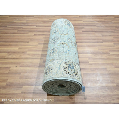 Oushak And Peshawar Wool Hand Knotted Rug Blue 2.7x21.11 -O076114