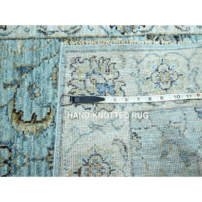 Oushak And Peshawar Wool Hand Knotted Rug Blue 2.7x21.11 -O076114