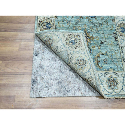 Oushak And Peshawar Wool Hand Knotted Rug Blue 2.6x15.9 -O076115
