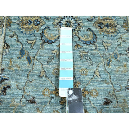 Oushak And Peshawar Wool Hand Knotted Rug Blue 2.6x15.9 -O076115