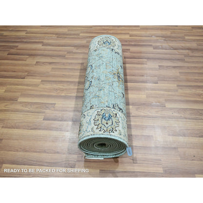 Oushak And Peshawar Wool Hand Knotted Rug Blue 2.6x15.9 -O076115