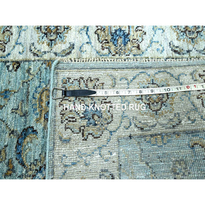 Oushak And Peshawar Wool Hand Knotted Rug Blue 2.6x15.9 -O076115