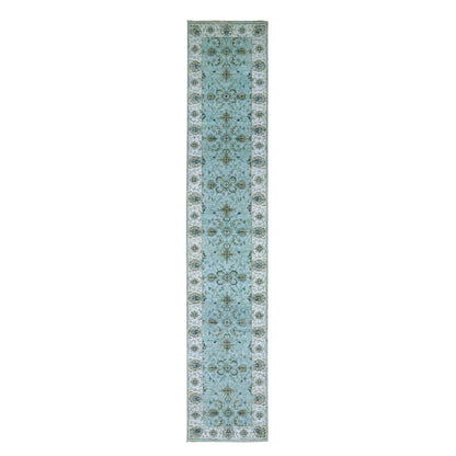 Oushak And Peshawar Wool Hand Knotted Rug Blue 2.7x13.11 -O076116