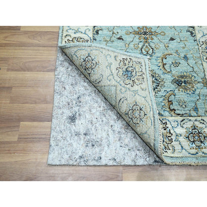 Oushak And Peshawar Wool Hand Knotted Rug Blue 2.7x13.11 -O076116