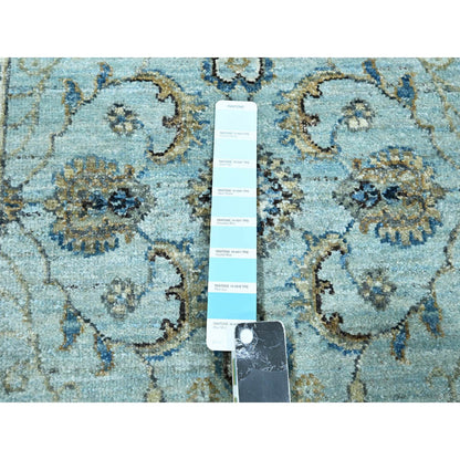 Oushak And Peshawar Wool Hand Knotted Rug Blue 2.7x13.11 -O076116