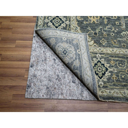 Oushak And Peshawar Wool Hand Knotted Rug Grey 10.0x14.0 -O076118