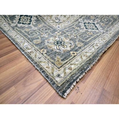 Oushak And Peshawar Wool Hand Knotted Rug Grey 10.0x14.0 -O076118