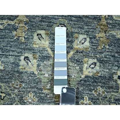 Oushak And Peshawar Wool Hand Knotted Rug Grey 10.0x14.0 -O076118