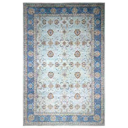 Oushak And Peshawar Wool Hand Knotted Rug Blue 11.11x17.11 -O076121