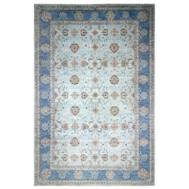 Oushak And Peshawar Wool Hand Knotted Rug Blue 11.11x17.11 -O076121