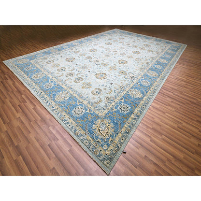 Oushak And Peshawar Wool Hand Knotted Rug Blue 11.11x17.11 -O076121