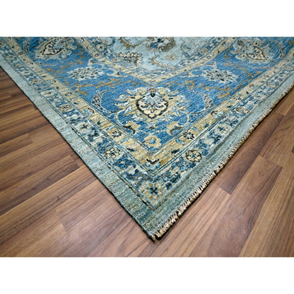 Oushak And Peshawar Wool Hand Knotted Rug Blue 11.11x17.11 -O076121