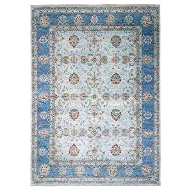 Oushak And Peshawar Wool Hand Knotted Rug Blue 9.10x13.9 -O076122