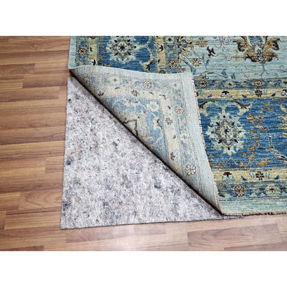 Oushak And Peshawar Wool Hand Knotted Rug Blue 9.10x13.9 -O076122