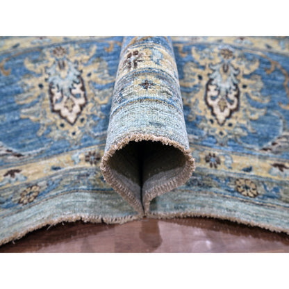 Oushak And Peshawar Wool Hand Knotted Rug Blue 9.10x13.9 -O076122