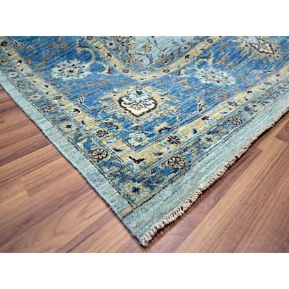 Oushak And Peshawar Wool Hand Knotted Rug Blue 9.10x13.9 -O076122