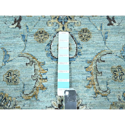 Oushak And Peshawar Wool Hand Knotted Rug Blue 9.10x13.9 -O076122