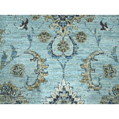 Oushak And Peshawar Wool Hand Knotted Rug Blue 9.10x13.9 -O076122