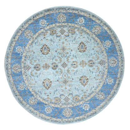 Oushak And Peshawar Wool Hand Knotted Rug Blue 9.11x10.0 -O076123