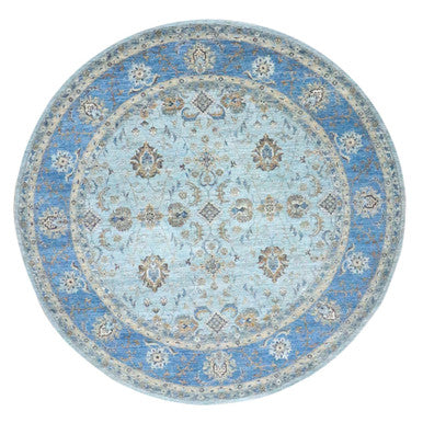 Oushak And Peshawar Wool Hand Knotted Rug Blue 9.11x10.0 -O076123