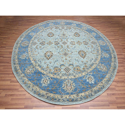 Oushak And Peshawar Wool Hand Knotted Rug Blue 9.11x10.0 -O076123