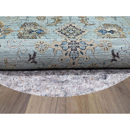 Oushak And Peshawar Wool Hand Knotted Rug Blue 9.11x10.0 -O076123